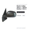 Außenspiegel Links Dacia Lodgy 2012+ / Dacia Dokker 2012+ – Manuell, Schwarz – Bild 2