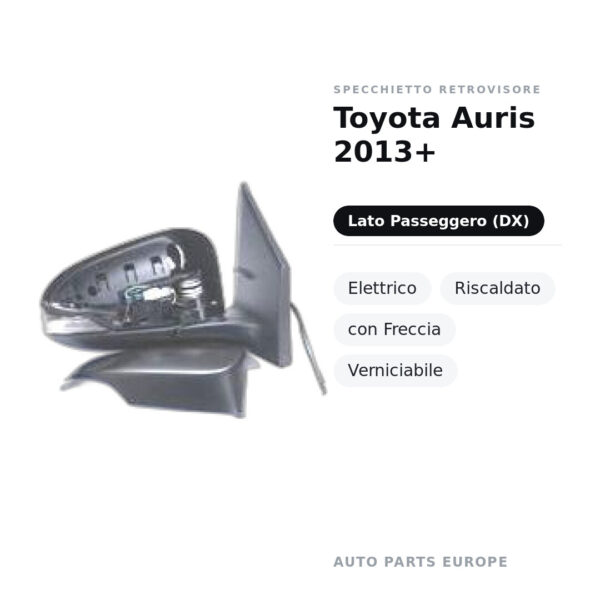 Specchietto Retrovisore Destro Toyota Auris 2013+ – Elettrico, Riscaldato, con Freccia, Verniciabile – foto 2