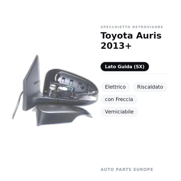 Specchietto Retrovisore Sinistro Toyota Auris 2013+ – Elettrico, Riscaldato, con Freccia, Verniciabile – foto 2
