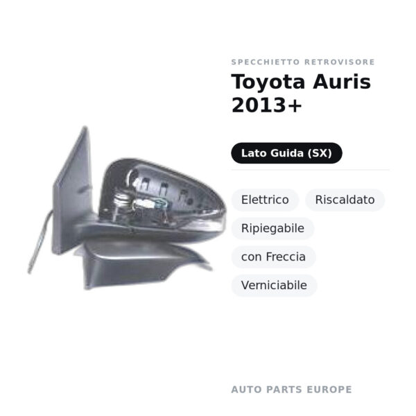 Außenspiegel Links Toyota Auris 2013+ – Elektrisch, Beheizt, Klappbar, mit Blinker, Lackierbar – Bild 2