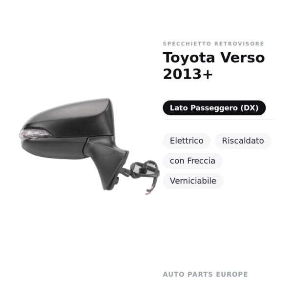 Außenspiegel Rechts Toyota Verso 2013+ – Elektrisch, Beheizt, mit Blinker, Lackierbar – Bild 2