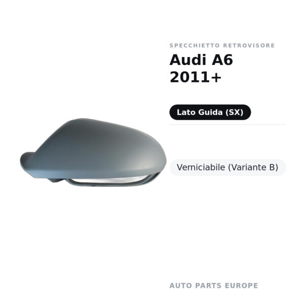 Außenspiegel Links Audi A6 2011+ – Lackierbar (Variante B) – Bild 2