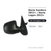 Außenspiegel Rechts Dacia Sandero 2012+ / Dacia Logan 2013+ – Manuell, Schwarz – Bild 2
