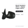 Außenspiegel Links Dacia Sandero 2012+ / Dacia Logan 2013+ – Manuell, Schwarz – Bild 2