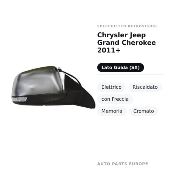 Außenspiegel Links Chrysler Jeep Grand Cherokee 2011+ – Elektrisch, Beheizt, mit Blinker, Memory, Chrom – Bild 2