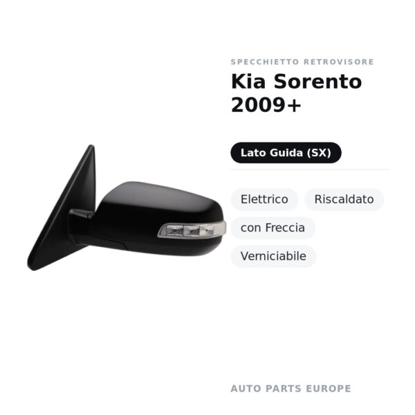 Außenspiegel Links Kia Sorento 2009+ – Elektrisch, Beheizt, mit Blinker, Lackierbar – Bild 2