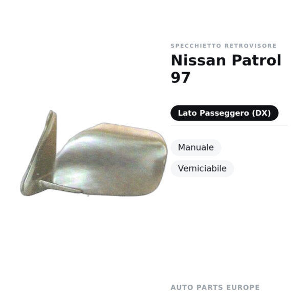 Specchietto Retrovisore Destro Nissan Patrol 97 – Manuale, Verniciabile – foto 2