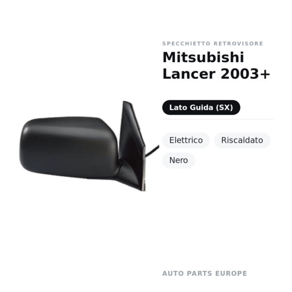Außenspiegel Links Mitsubishi Lancer 2003+ – Elektrisch, Beheizt, Schwarz – Bild 2