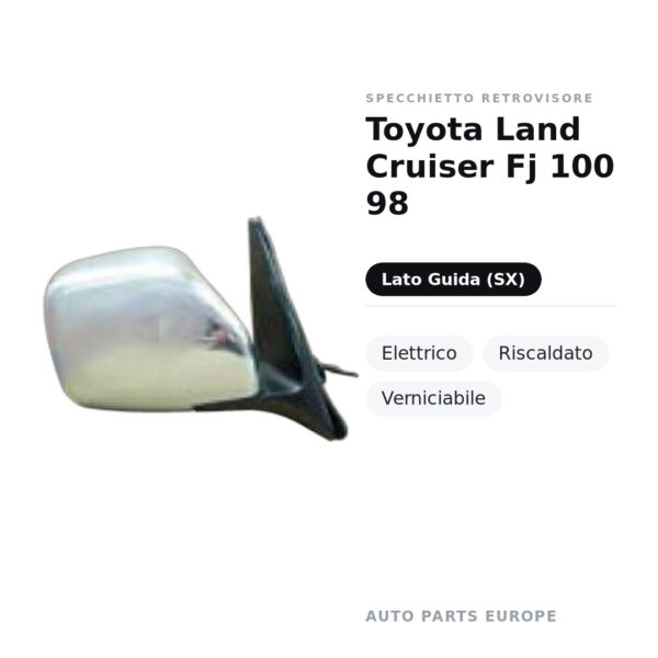 Specchietto Retrovisore Sinistro Toyota Land Cruiser Fj 100 98 – Elettrico, Riscaldato, Verniciabile – foto 2