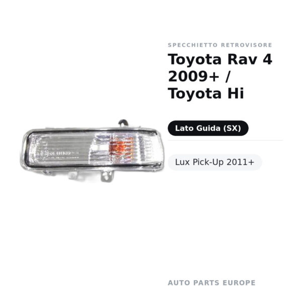 Specchietto Retrovisore Sinistro Toyota Rav 4 2009+ / Toyota Hi-Lux Pick-Up 2011+ – foto 2