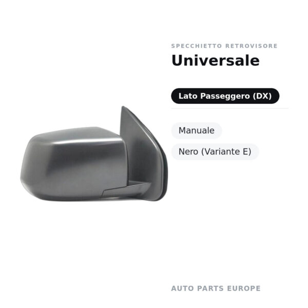 Specchietto Retrovisore Destro Universale – Manuale, Nero (Variante E) – foto 2