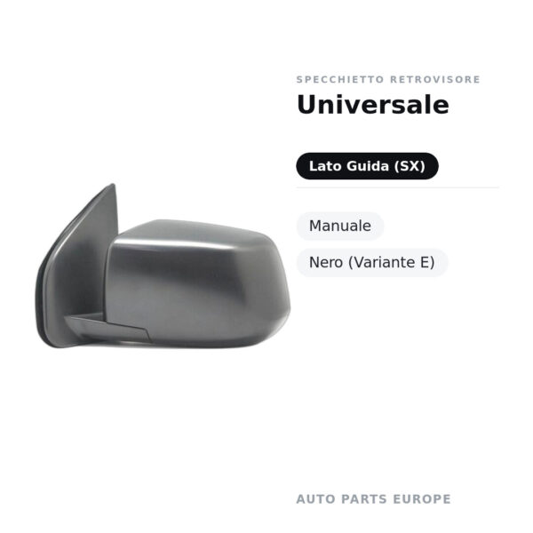 Specchietto Retrovisore Sinistro Universale – Manuale, Nero (Variante E) – foto 2