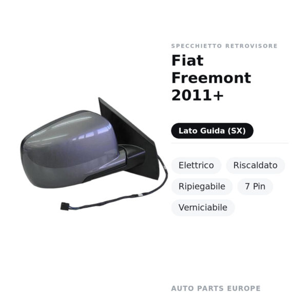 Specchietto Retrovisore Sinistro Fiat Freemont 2011+ – Elettrico, Riscaldato, Ripiegabile, 7 Pin, Verniciabile – foto 2