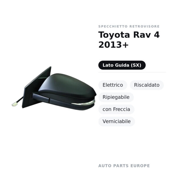 Außenspiegel Links Toyota Rav 4 2013+ – Elektrisch, Beheizt, Klappbar, mit Blinker, Lackierbar – Bild 2
