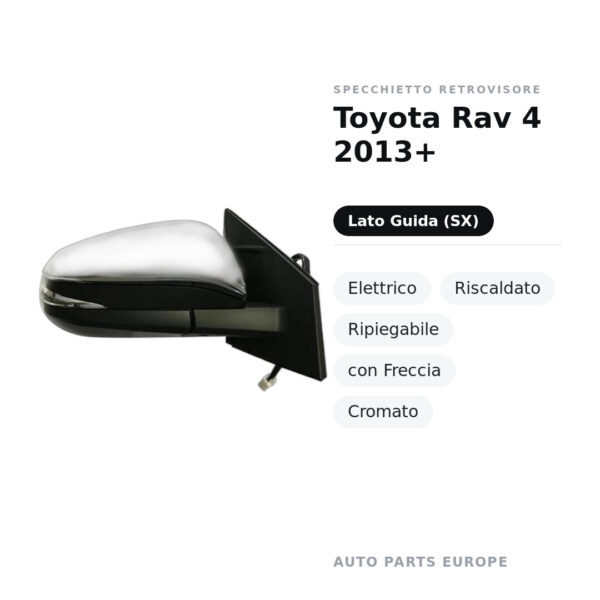 Außenspiegel Links Toyota Rav 4 2013+ – Elektrisch, Beheizt, Klappbar, mit Blinker, Verchromt – Bild 2