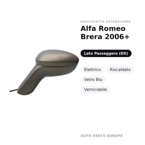 Specchietto Retrovisore Destro Alfa Romeo Brera 2006+ – Elettrico, Riscaldato, Vetro Blu, Verniciabile – foto 2
