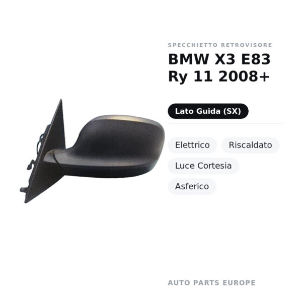 Außenspiegel Links BMW X3 E83 Ry 11 2008+ – Elektrisch, Beheizt, Umgebungslicht, Asphärisch – Bild 2