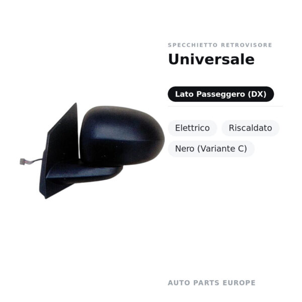Specchietto Retrovisore Destro Universale – Elettrico, Riscaldato, Nero (Variante C) – foto 2
