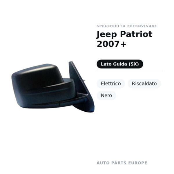 Specchietto Retrovisore Sinistro Jeep Patriot 2007+ – Elettrico, Riscaldato, Nero – foto 2