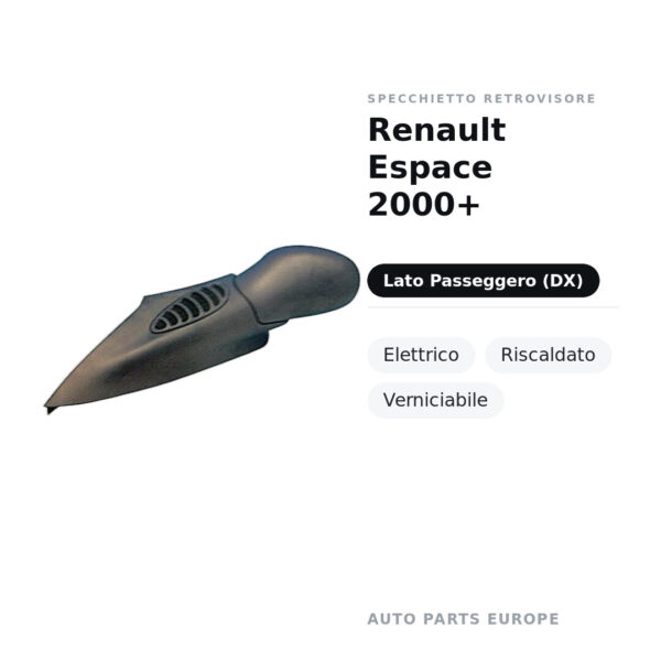 Außenspiegel Rechts Renault Espace 2000+ – Elektrisch, Beheizt, Lackierbar – Bild 2