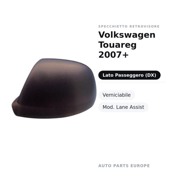 Außenspiegel Rechts Volkswagen Touareg 2007+ – Lackierbar, Mod. Lane Assist – Bild 2