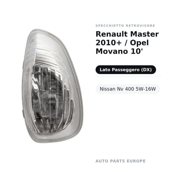 Specchietto Retrovisore Destro Renault Master 2010+ / Opel Movano 10′- Nissan Nv 400 5W-16W – foto 2