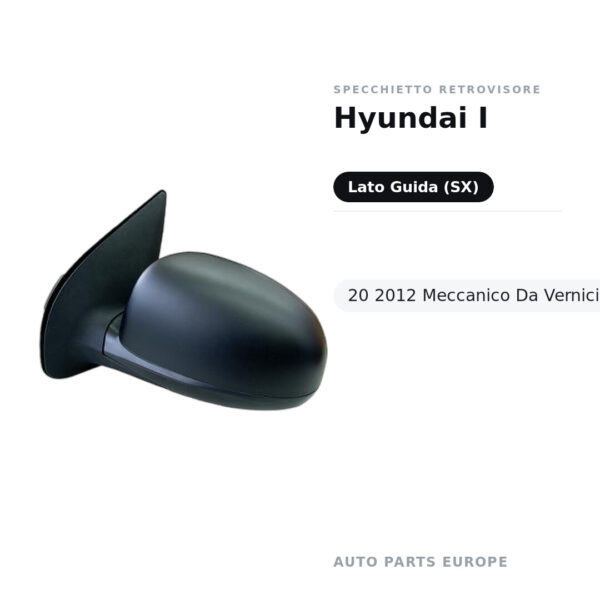 Specchietto Retrovisore Sinistro Hyundai I-20 2012 Meccanico Da Verniciare – Nero – foto 2