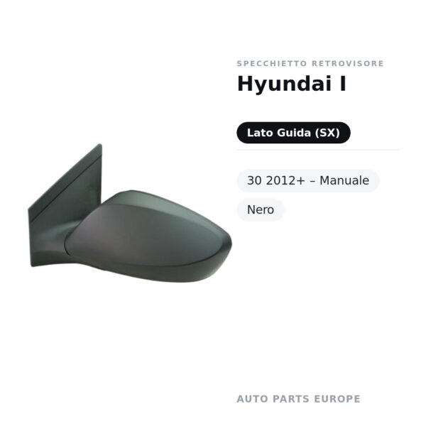 Specchietto Retrovisore Sinistro Hyundai I-30 2012+ – Manuale, Nero – foto 3