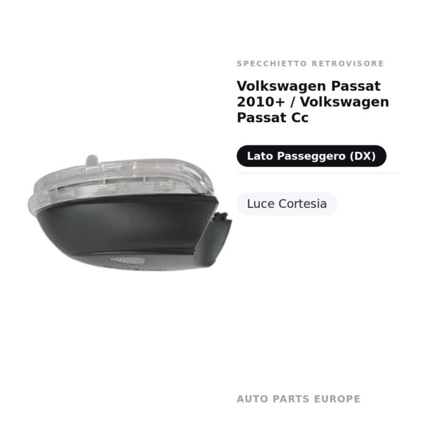 Außenspiegel Rechts Volkswagen Passat 2010+ / Volkswagen Passat Cc – Höflichkeitslicht – Bild 2