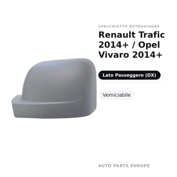 Außenspiegel Rechts Renault Trafic 2014+ / Opel Vivaro 2014+ – Lackierbar – Bild 2