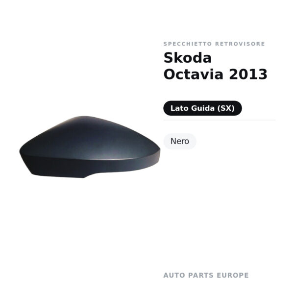 Calotta Specchietto Retrovisore Sinistro Skoda Octavia 2013 – Nera – foto 2