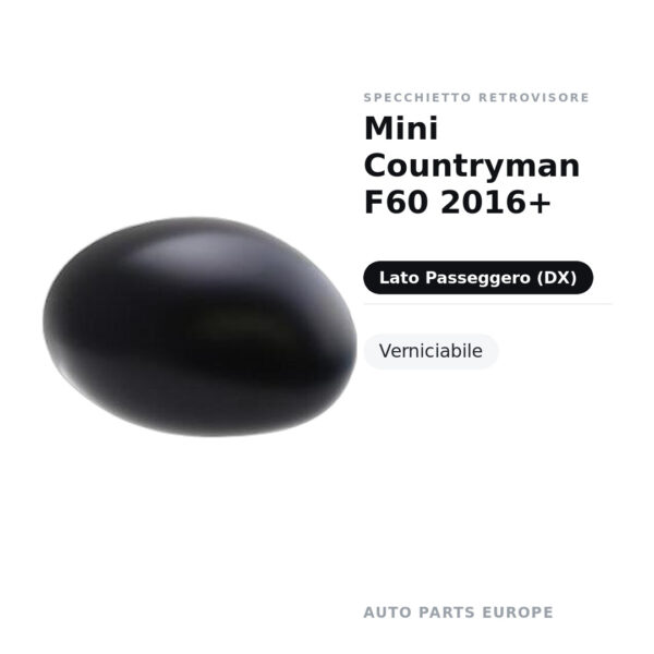 Calotta Specchietto Retrovisore Destro Mini Countryman F60 2016+ – Verniciabile – foto 2