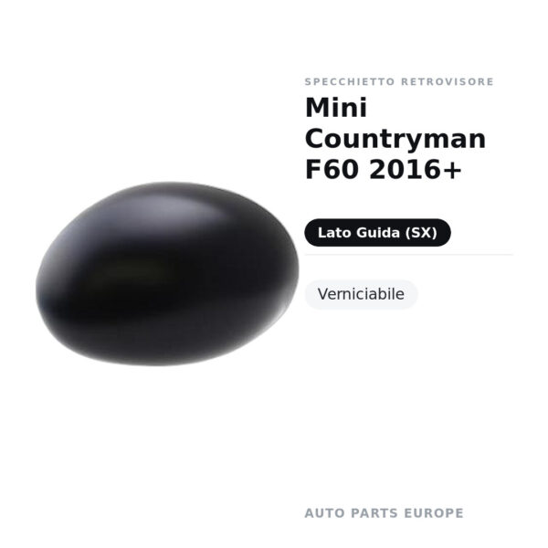 Calotta Specchietto Retrovisore Sinistro Mini Countryman F60 2016+ – Verniciabile – foto 2