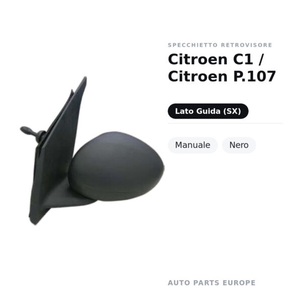 Außenspiegel Links Citroen C1 / Citroen P.107 – Manuell, Schwarz – Bild 2