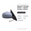 Specchietto Retrovisore Sinistro Renault Twingo 2014+ / Smart Forfour 2014+ – Elettrico, Riscaldato, Asferico, 7 Pin