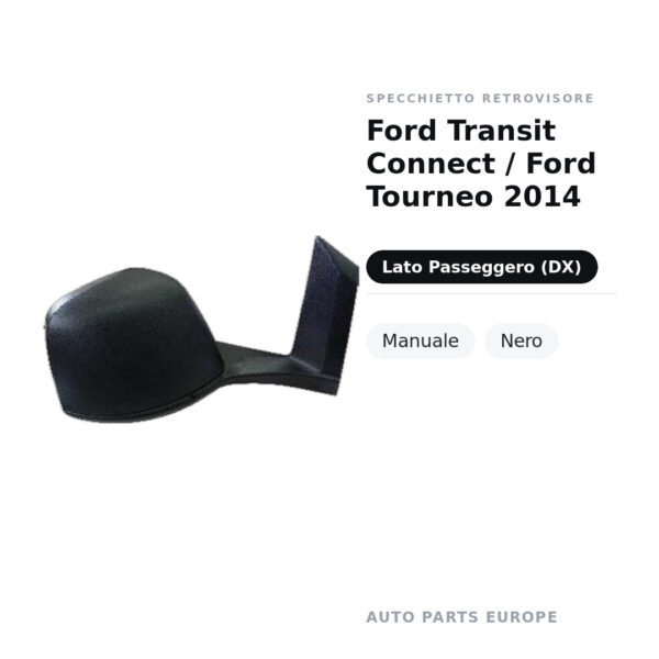 Außenspiegel Rechts Ford Transit Connect / Ford Tourneo 2014 – Manuell, Schwarz – Bild 2