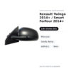 Specchietto Retrovisore Sinistro Renault Twingo 2014+ / Smart Forfour 2014+ – Manuale, Sonda Temp., Asferico, Nero – foto 2