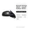Außenspiegel Rechts Renault Twingo 2014+ / Smart Forfour 2014+ – Elektrisch, Beheizt, Temperatursensor, 7-polig, Schwarz