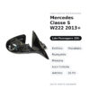 Specchietto Retrovisore Destro Mercedes Classe S W222 2013+ – Elettrico, Riscaldato, Ripiegabile, Memoria, Luce Cortesia