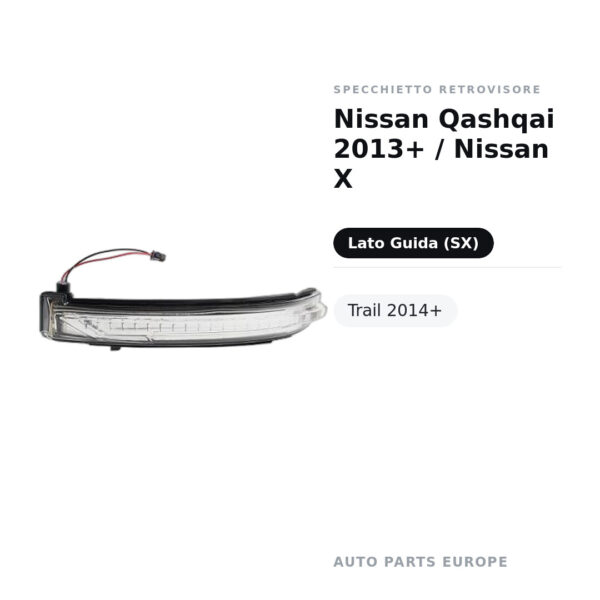 Specchietto Retrovisore Sinistro Nissan Qashqai 2013+ / Nissan X-Trail 2014+ – foto 2