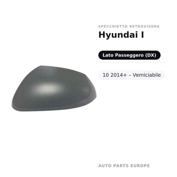 Calotta Specchietto Retrovisore Destro Hyundai I-10 2014+ – Verniciabile – foto 2