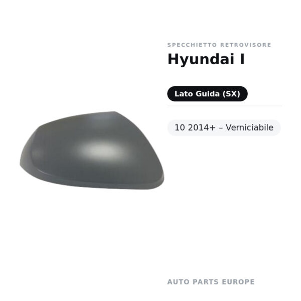 Calotta Specchietto Retrovisore Sinistro Hyundai I-10 2014+ – Verniciabile – foto 2