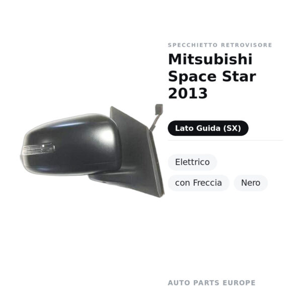 Außenspiegel Links Mitsubishi Space Star 2013 – Elektrisch, mit Blinker, Schwarz – Bild 2