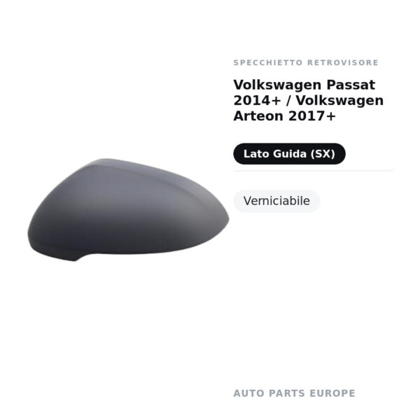 Außenspiegel Links Volkswagen Passat 2014+ / Volkswagen Arteon 2017+ – Lackierbar – Bild 2