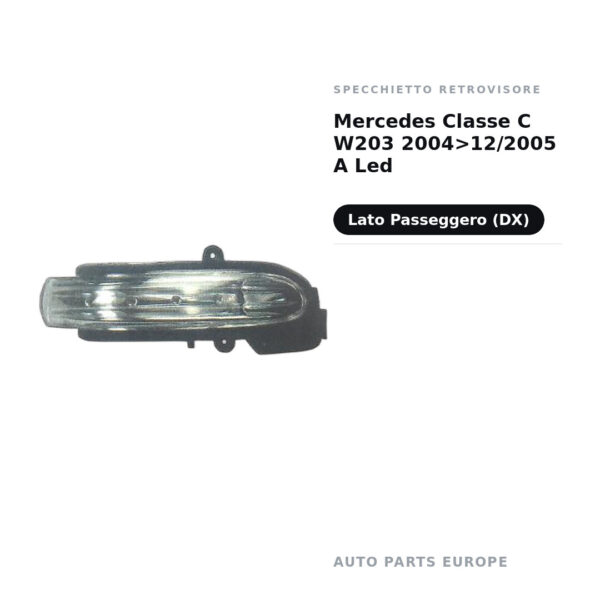 Außenspiegel Rechts Mercedes C-Klasse W203 2004>12/2005 Mit LED – Bild 2