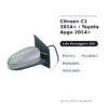 Specchietto Retrovisore Destro Citroen C1 2014+ / Toyota Aygo 2014+ – Elettrico, Riscaldato, Ripiegabile, Verniciabile