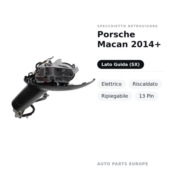 Specchietto Retrovisore Sinistro Porsche Macan 2014+ – Elettrico, Riscaldato, Ripiegabile, 13 Pin – foto 2