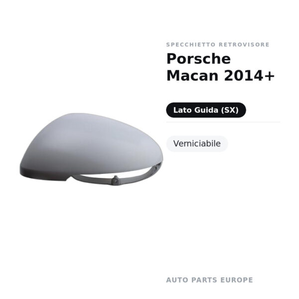 Calotta Specchietto Retrovisore Sinistro Porsche Macan 2014+ – Verniciabile – foto 2