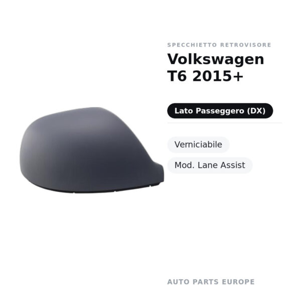 Außenspiegel Rechts Volkswagen T6 2015+ – Lackierbar, Mod. Lane Assist – Bild 2