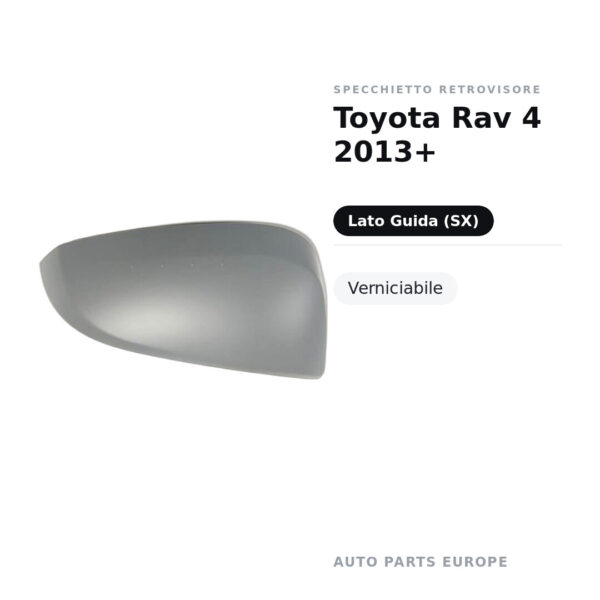 Calotta Specchietto Retrovisore Sinistro Toyota Rav 4 2013+ – Verniciabile – foto 2
